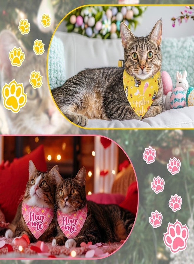 Bulyoou 9 Pcs Holiday Cat Collars Accessories Valentine's Day Adjustable Cats Breakaway Collars St. Patrick's Day Bandanas Kitty Triangle Scarf Easter Washable Bandanas Decoration - Image 5